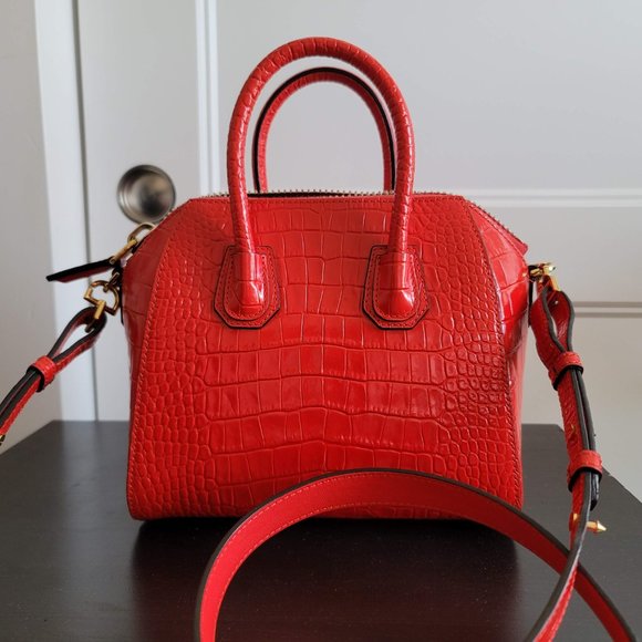 Givenchy Red Croc Mini Antigona Bag - Picture 3 of 9